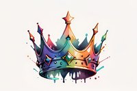 Colorful royal crown with rainbow gradient effect and paint drips on white background, artistic watercolor style illustration for modern design projects.