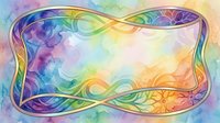 Colorful watercolor frame with flowing curved borders and vibrant rainbow gradient, suitable for backgrounds, invitations, and design projects.