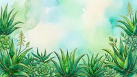 Watercolor succulent plants frame border with green cacti and tropical foliage on soft pastel background for botanical design projects and natural decor.