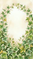 Ivy leaf frame with climbing vines and tendrils on aged cream background, isolated botanical border design for invitations, cards, and decorative layouts.