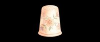 Vintage floral thimble with peach roses and leaves, isolated on transparent background. Ready for clipart, print-on-demand designs, sublimation, stickers, and craft projects.