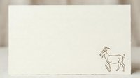 Minimalist line drawing of a goat in profile on cream cardstock, isolated on white background, ready for greeting cards, invitations, stationery design, and branding projects.