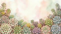 Watercolor succulent plants arranged in a border frame with soft pastel colors, isolated on white background, ready for design use on invitations, cards, and textiles.