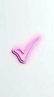 Glowing pink neon checkmark symbol isolated on white background, perfect for web design, app interfaces, approval badges, and marketing materials.