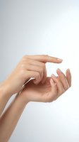 Female hands applying moisturizer cream on white background. Skincare routine, beauty treatment, cosmetic product application for healthy skin.