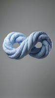Blue twisted rope forming infinity symbol on gray background representing endless connection and eternal unity concepts.