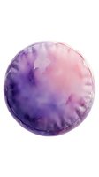 Watercolor gradient round pillow in purple and pink tones, isolated on white background. Soft, flowing color transitions from deep violet to blush pink. Suitable for home decor, textile design, and product mockups.