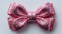 Pink glittery bow tie with sparkly texture isolated on white background for fashion accessories, party decorations, gift wrapping designs.