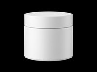 Blank white cosmetic jar with lid isolated on transparent background, ready for product design, packaging mockups, beauty branding, and print-on-demand applications.