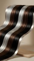 Flowing metallic ribbons in silver, copper and black create elegant waves with lustrous finish for luxury design projects and premium branding materials.