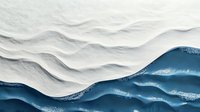 Minimalist abstract landscape with rolling white and blue waves creating a serene mountainous horizon effect, artistic fluid design for modern wall decor.