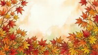 Autumn maple leaves in red, orange, and yellow tones frame a cream watercolor background, creating a seasonal border design suitable for fall marketing materials and seasonal projects.