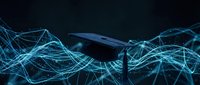 Modern smartphone floating above glowing blue digital network connections and data streams on dark background for technology and connectivity concepts.