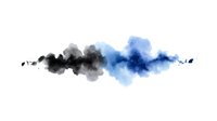 Abstract watercolor splash in black and blue tones on white background, artistic fluid ink stain with smooth color transition and soft edges creates ethereal effect.