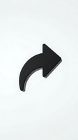 Black curved arrow pointing right on white isolated background, suitable for web design, user interface, and graphic applications.