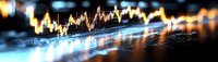 Financial data visualization with glowing charts and graphs displaying market trends, stock performance analytics for business investment decisions.
