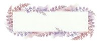 Watercolor floral frame with delicate purple and pink leaves on white background, isolated design element for invitations and greeting cards.