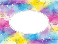 Colorful watercolor frame with science chemistry elements and empty oval space for text on white background isolated for educational design projects.