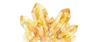 Golden yellow crystal cluster with warm amber tones, isolated on white background. Suitable for wellness, spirituality, gemstone, and design projects.
