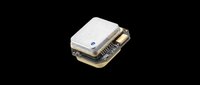 Compact electronic microcontroller module with white casing and gold connectors, isolated on transparent background. Ready for tech design, print-on-demand products, educational materials, and digital graphics.