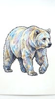 Watercolor bear illustration with soft pastel colors isolated on white background, suitable for children's books, apparel design, and educational materials.