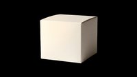 Blank cream and beige cube box isolated on transparent background, ready for packaging design, branding mockups, product presentations, print-on-demand, and commercial graphics.