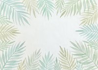 Watercolor tropical palm leaves frame border with copy space center for text, invitations, wedding cards, summer designs and botanical decorations.