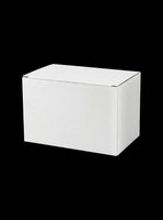 Blank white cardboard shipping box isolated on transparent background, ready for packaging design, branding mockups, e-commerce graphics, print-on-demand products, and commercial packaging presentations.