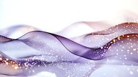 Flowing abstract waves in purple and pink tones with golden glitter particles creating elegant dynamic composition against light background. Suitable for luxury designs.