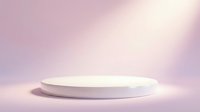 Minimalist white podium platform on soft purple gradient background for product display and presentation purposes.