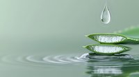 Fresh aloe vera leaves with water drop and ripples on green background, natural skincare and wellness concept for spa and cosmetic industry.