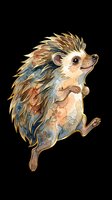 Whimsical hedgehog with ornate floral patterns in warm earth tones, isolated on transparent background. Ready for t-shirt designs, stickers, clipart, print-on-demand products, and sublimation projects.