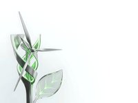 Stylized green plant with metallic silver leaves and stems on white background, isolated design element suitable for eco-friendly branding and sustainable business graphics.