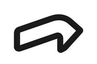 Black arrow icon pointing right with curved design on white background isolated for web design and user interface elements.