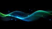 Glowing turquoise and blue waves flow across dark background with sparkles and light effects creating dynamic abstract pattern for modern design projects.