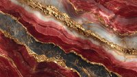 Abstract luxury marble background with red, black and gold veins in diagonal layers. Natural stone texture with metallic effect for elegant interior design.