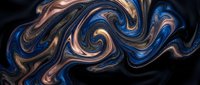 Fluid abstract swirls of deep blue, bronze, and gold create a luxurious marbled effect against a dark background, suitable for modern design and premium branding projects.