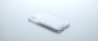 Clear transparent smartphone case on white background isolated for product design and marketing materials.