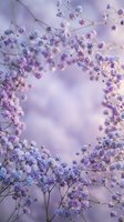 Delicate purple baby's breath flowers creating natural frame with soft bokeh background for romantic wedding and spring celebration designs.