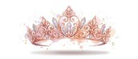 Elegant rose gold princess crown with ornate floral scrollwork and sparkling gems isolated on white background for luxury wedding and fairy tale designs.