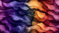 Vibrant flowing waves in purple, orange and red create dynamic abstract pattern with smooth gradients and undulating curves, suitable for modern design backgrounds.