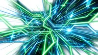 Abstract digital light rays burst with dynamic green and blue energy streaks creating futuristic motion blur effect for technology backgrounds and sci-fi designs.