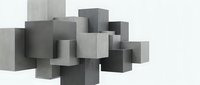 Abstract geometric composition with floating gray cubes in various shades creating depth and dimension for modern design projects and presentations.