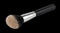 Makeup powder brush with soft fluffy bristles and black handle, isolated on transparent background. For beauty clipart, stickers, t-shirt design, print on demand.