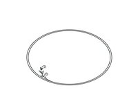 Elegant oval frame with delicate floral accent, clean line art design on white background for wedding invitations, certificates, and decorative projects.