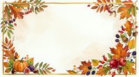 Autumn harvest frame with fall foliage, pumpkins, berries and leaves border on cream background for seasonal designs and thanksgiving projects.