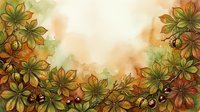 Autumn flowers with warm orange and green tones frame a soft watercolor background, creating a seasonal border design suitable for greeting cards and fall-themed projects.