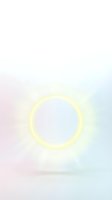 Glowing yellow neon circle on soft pastel gradient background transitioning from pink to blue, isolated on white for design projects.