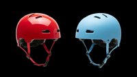 Protective safety helmets in red and light blue, isolated on transparent background, ready for clipart, t-shirt design, print-on-demand products, stickers, and sublimation projects.