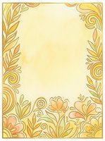 Ornamental floral border frame with golden swirls, leaves, and blooms on cream background. Isolated design element ready for invitations, certificates, and decorative layouts.